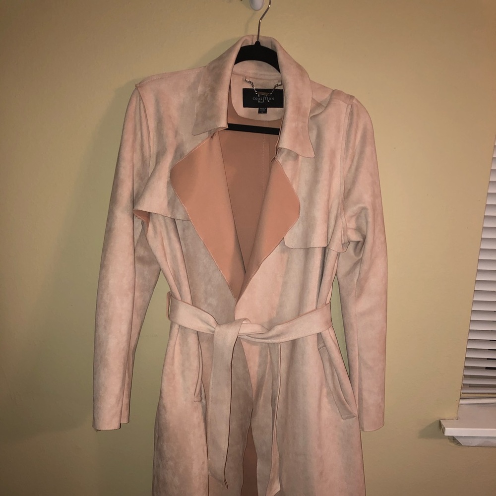 Pink LA Coalition Faux Suede Trench Coat LRG